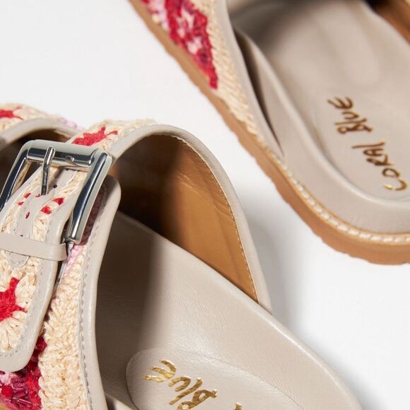 HOST PICK🌷🌹Anthropologie Coral Blue Comfort Sandals-Size 38/7.5 - Picture 5 of 9